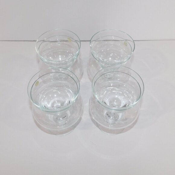 VTG Set of 4 ( 8 Pieces ) Shrimp Cocktail Glasses w inserts Service UNUSED - Picture 4 of 14